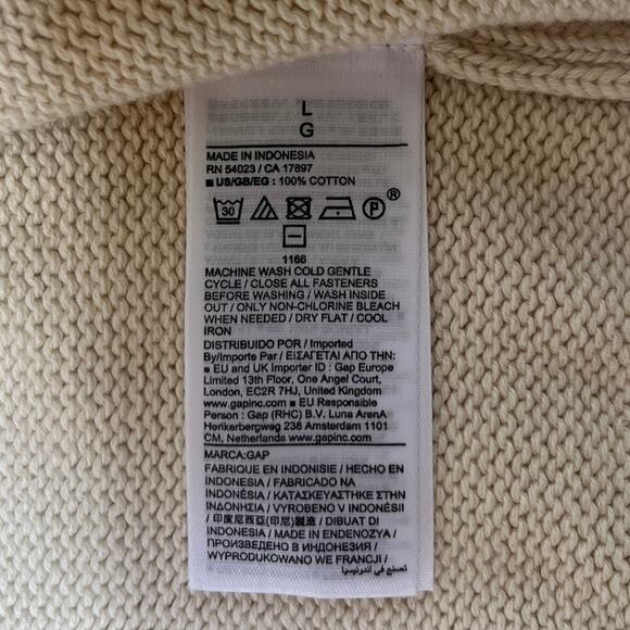 GAP Cropped Sleeveless Button Down Cardigan Sweater Vest Cream sz L Cottagecore - Picture 5 of 8